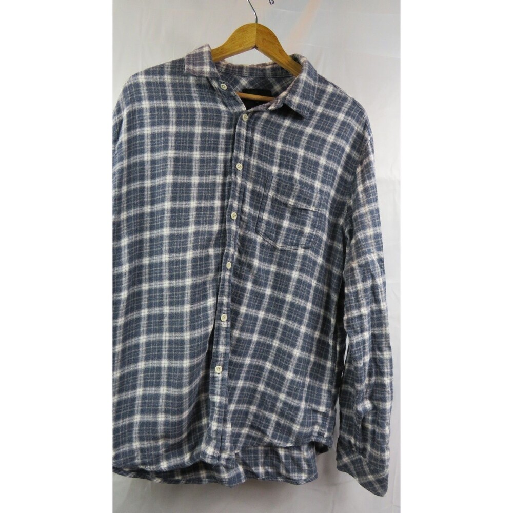 Rails blue ivory plaid button front Brushed Lennox Camp Flannel shirt Large